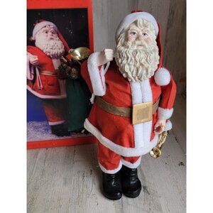 Vintage Fabric Mache santa claus toy sack horn xmas‎ home decor